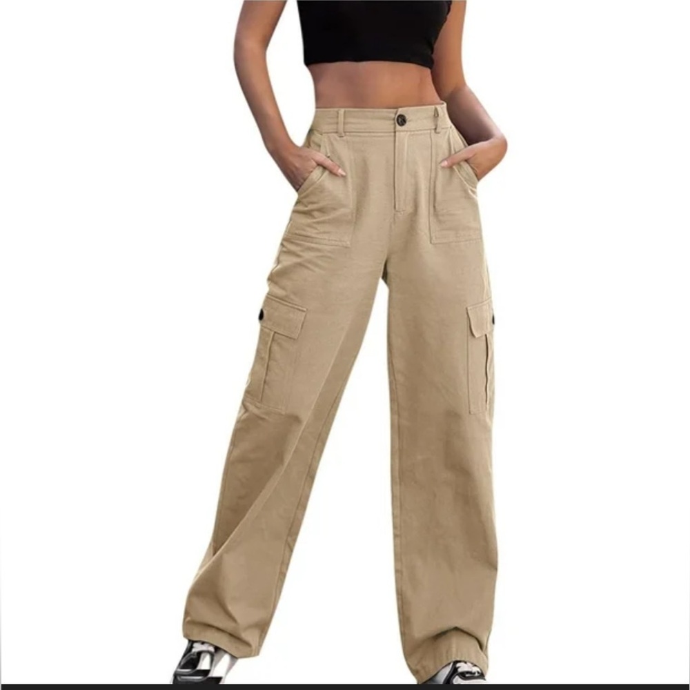 Women Beige Cargo Pants - Casual Utility Style